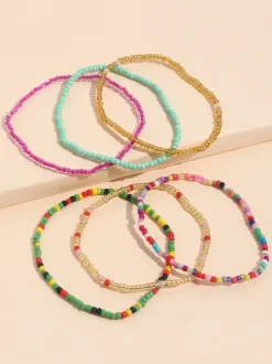 Colorful Beaded Beach Anklet Set