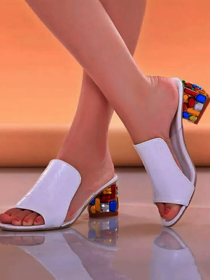 Colorful Crystal Patchwork Chunky Slide