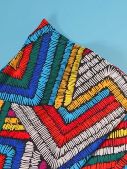 Colorful Print Halter Neck Backless Maxi Dress