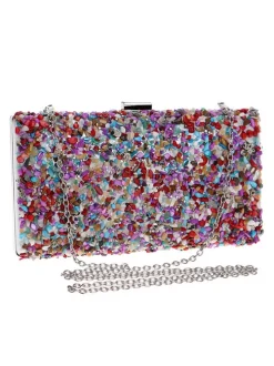 Colorful Stone Chain Cuboid HandBags