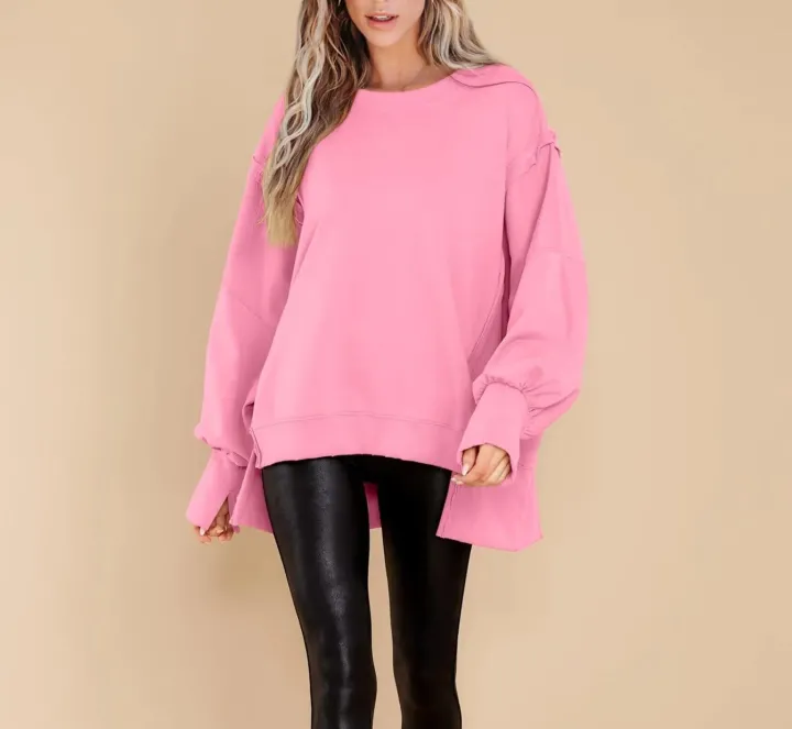 Crew Neck Long Sleeve Pullover Top