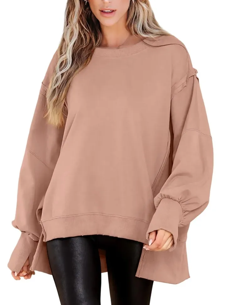 Crew Neck Long Sleeve Pullover Top
