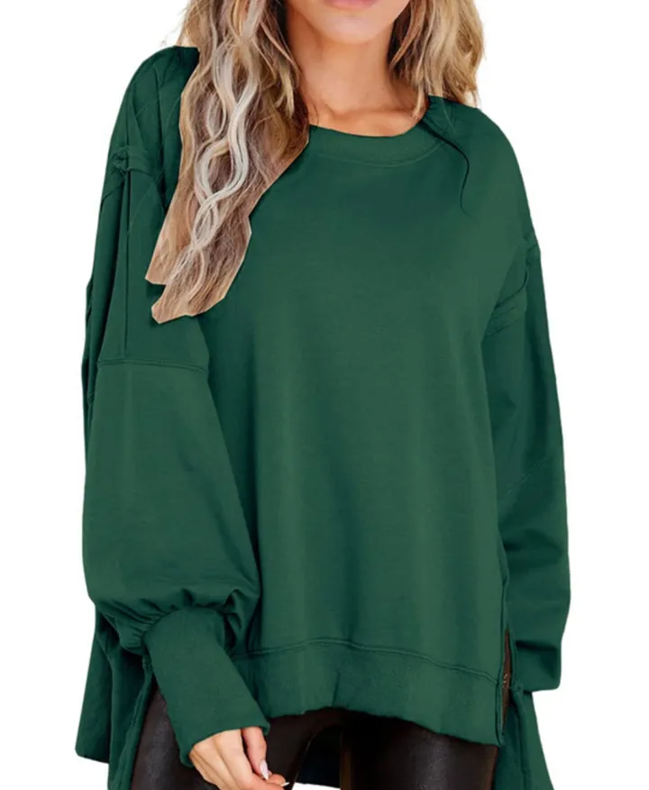 Crew Neck Long Sleeve Pullover Top