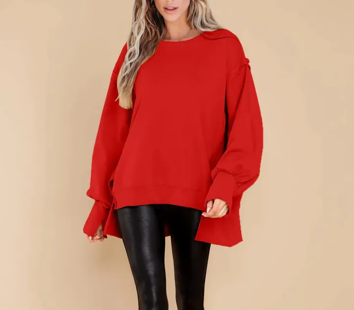 Crew Neck Long Sleeve Pullover Top