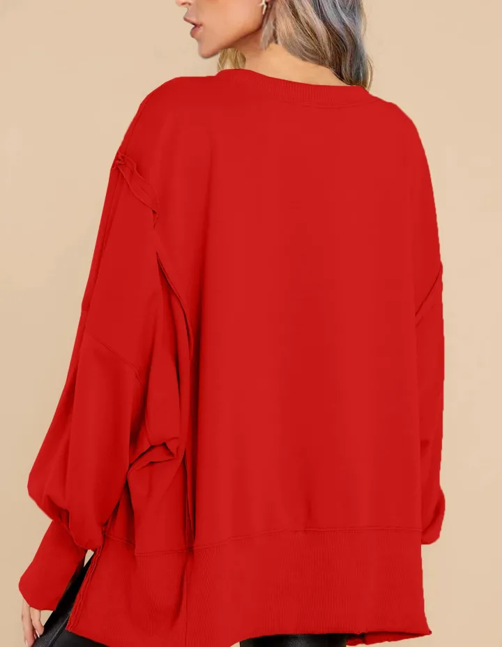 Crew Neck Long Sleeve Pullover Top