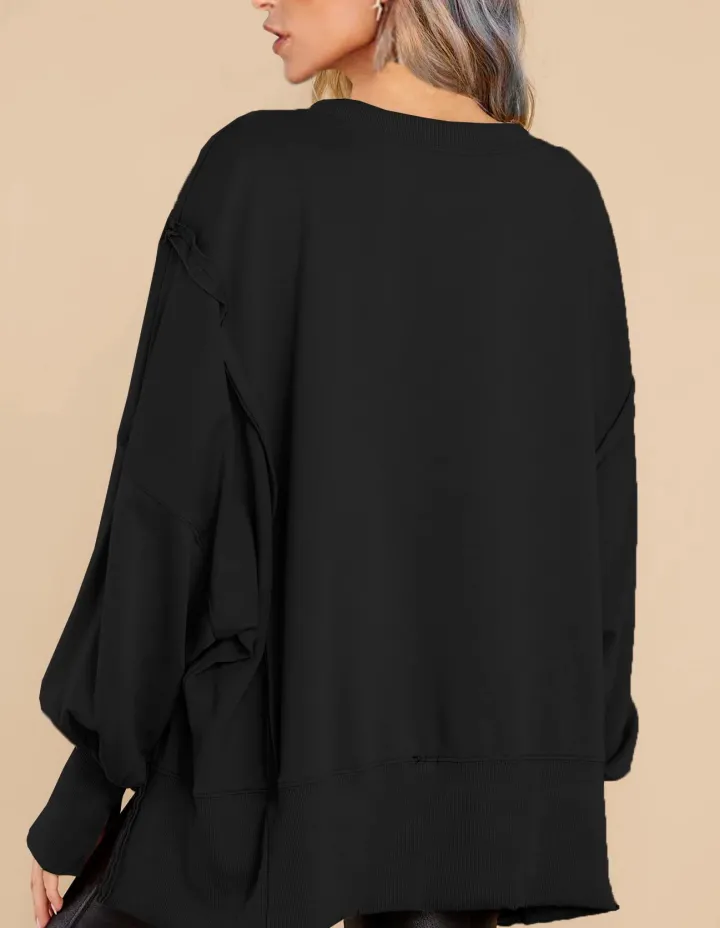 Crew Neck Long Sleeve Pullover Top