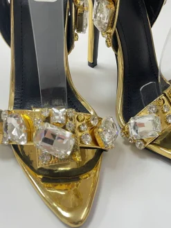 Crisscross Rhinestone Strap High Heel Sandal