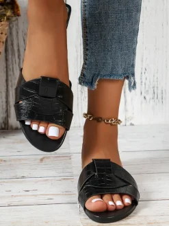 Cross Strap Flat Slides