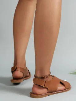 Cross Strap Wide Band Open Toe Sandal