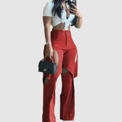 Crossover Design Ripped Jeans