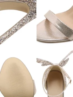 3D Butterfly Bow Ankle Strap Heeled Sandal