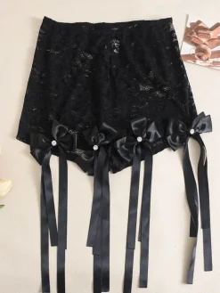 3D Butterfly Print Loose Top u0026 Lace Shorts Set