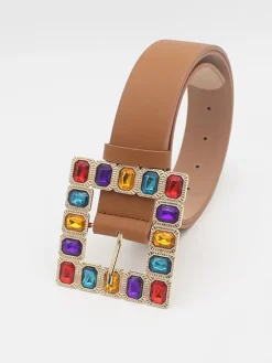 Decorative Buckle Colored Diamonds Waist Belts