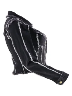 Denim Long Sleeves Button Ripped Jacket