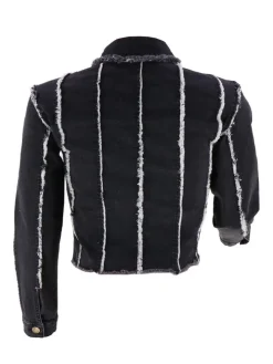 Denim Long Sleeves Button Ripped Jacket