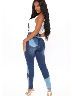 Denim Patchwork High Waist Jeans