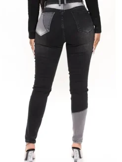 Denim Patchwork High Waist Jeans