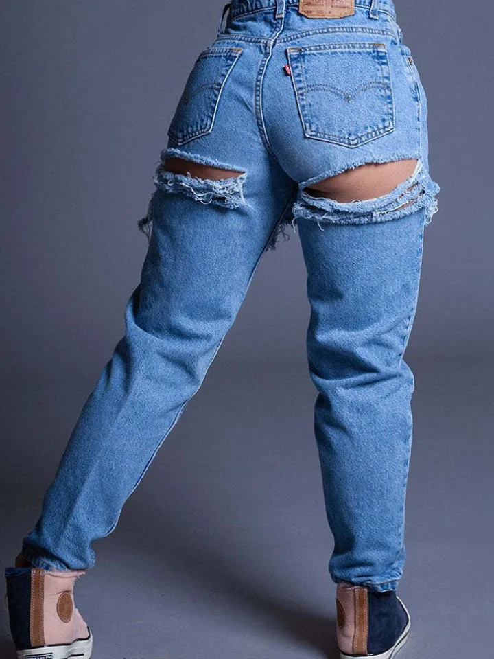 Denim Ripped Cut Out Skinny Jeans