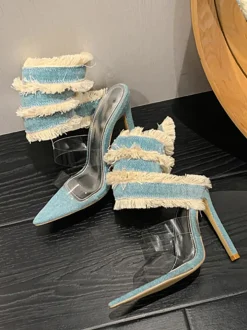 Denim Spiral Strap Sandal