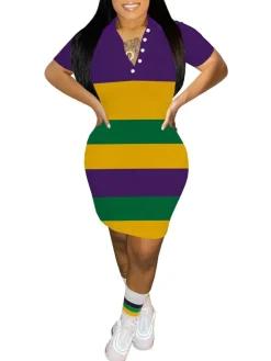 Digital Print Short Sleeve Shirt Collar Mini Dress