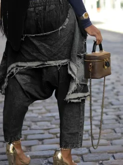 Distressed Denim Harem Pants