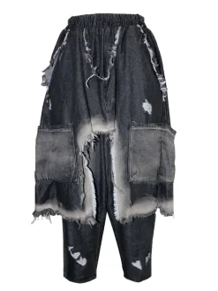 Distressed Denim Harem Pants