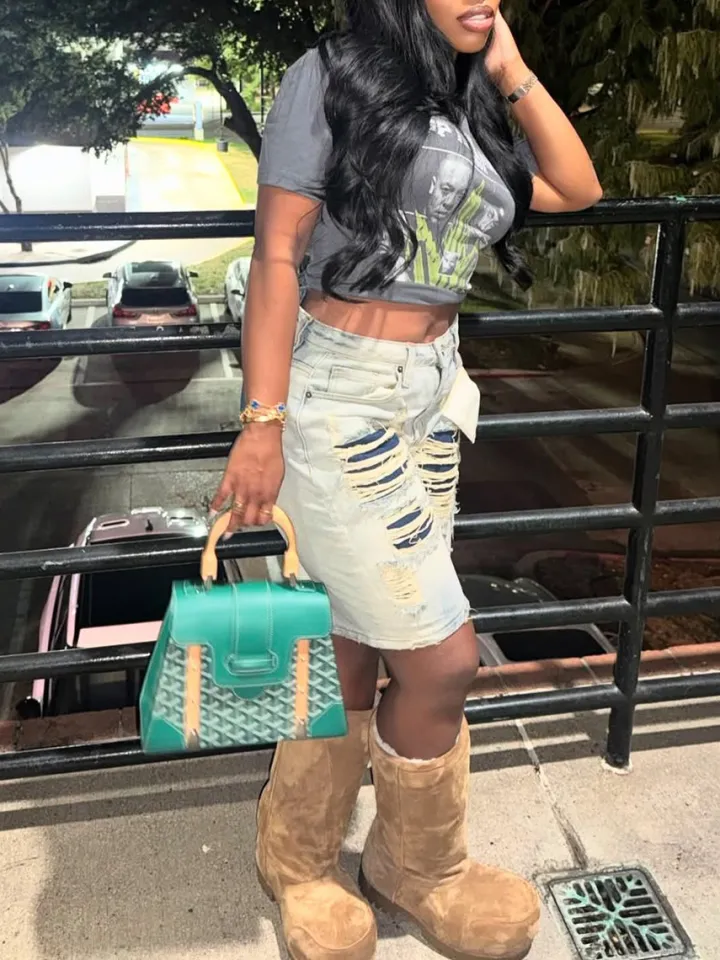 Distressed Patchwork Denim Shorts