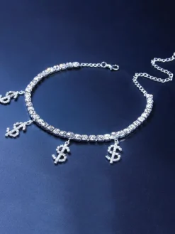 Dollar Sign Rhinestone Anklet