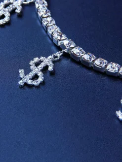 Dollar Sign Rhinestone Anklet