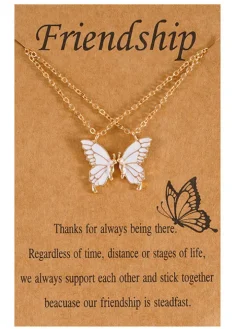 Double Layer Butterfly Pendant Chain Necklaces