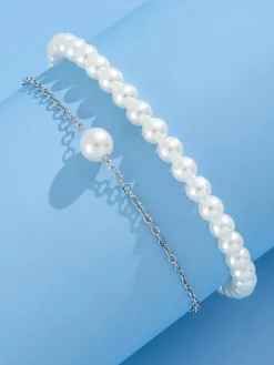 Double-Layered Pearl Anklet Set