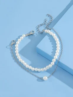 Double-Layered Pearl Anklet Set