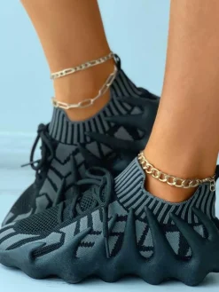 Elastic Lace-up Knit Breathable Sneaker