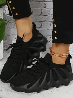 Elastic Lace-up Knit Breathable Sneaker