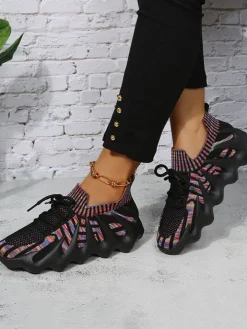 Elastic Lace-up Knit Breathable Sneaker