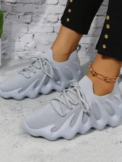 Elastic Lace-up Knit Breathable Sneaker