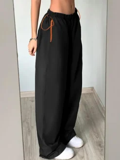 Elastic Waist Cargo Wide Leg Pants