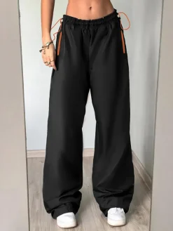 Elastic Waist Cargo Wide Leg Pants