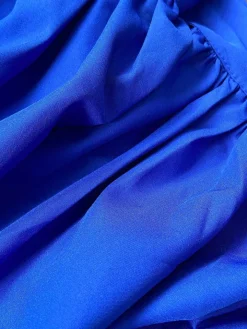 Elegant Bubble Sleeve Solid Color Dress