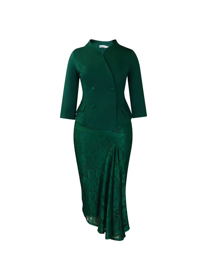 Elegant Lace Top Pencil Skirt Set