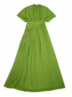 Elegant Pleated Drawstring Waist Maxi Dress