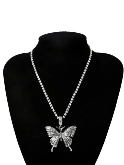 European Butterfly Pendant Rhinestone Necklaces