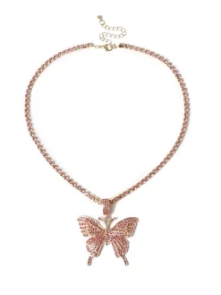 European Butterfly Pendant Rhinestone Necklaces
