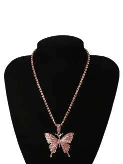 European Butterfly Pendant Rhinestone Necklaces