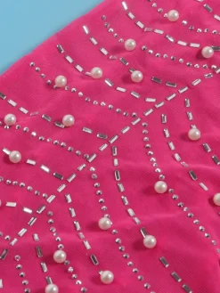 Feather Rhinestone Strapless Mini Dress