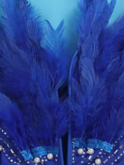 Feather Rhinestone Strapless Mini Dress