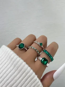 Five Piece Imitation Gem Rings Set