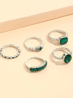 Five Piece Imitation Gem Rings Set