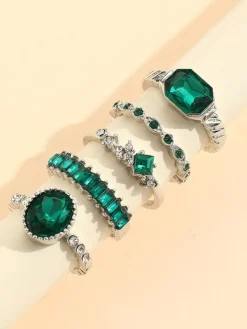 Five Piece Imitation Gem Rings Set