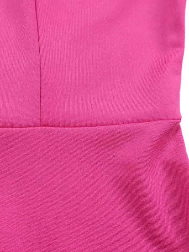 Flared Sleeve Square Neck Midi Dress with Belt